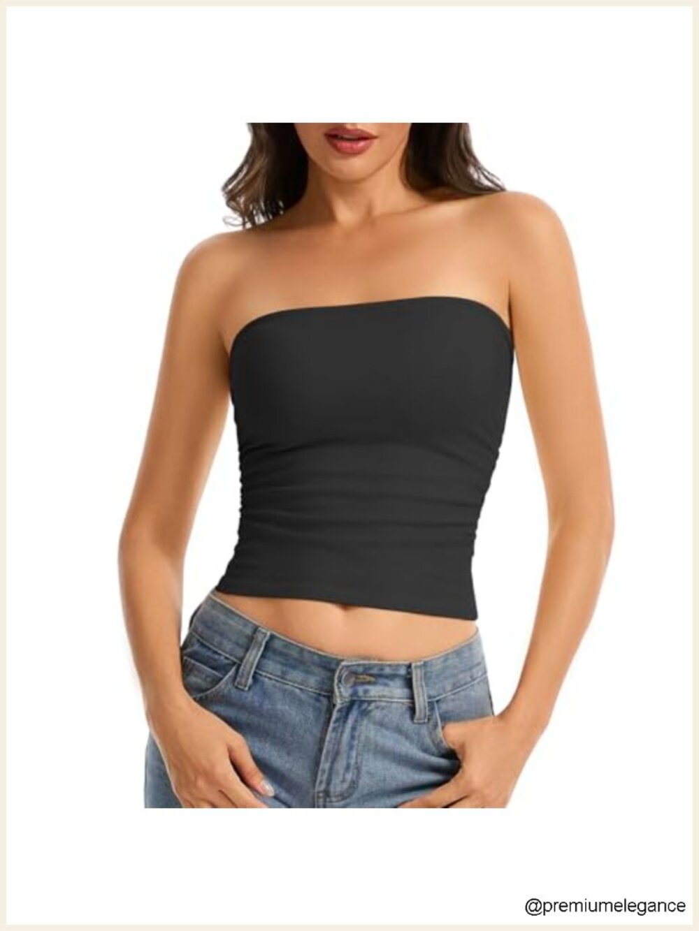 Comfyin Women's Strapless Tube Top Ribbed Knit Sleeveless Bandeau